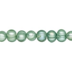 Pearl, cultured freshwater (dyed), sage, 5-7mm semi-round, D grade, Mohs hardness 2-1/2 to 4. Sold per 15-inch strand.