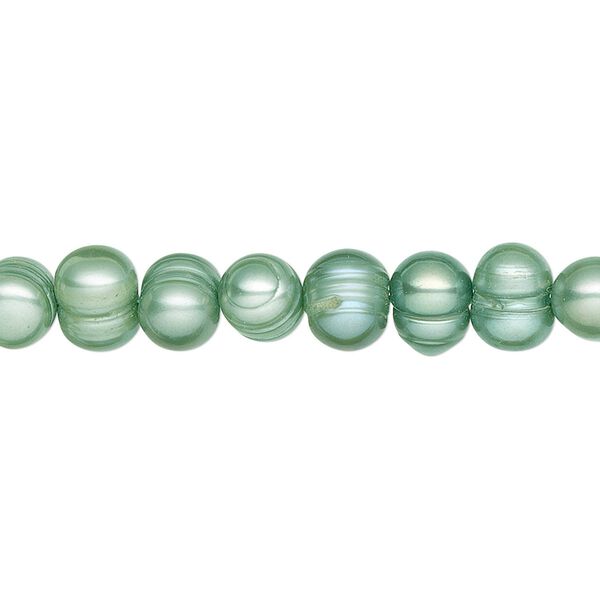 Pearl, cultured freshwater (dyed), sage, 5-7mm semi-round, D grade, Mohs hardness 2-1/2 to 4. Sold per 15-inch strand. image number 0