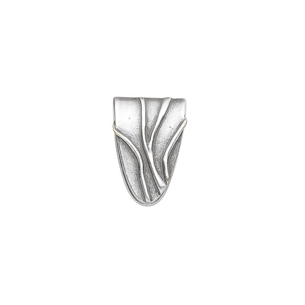 Bail, JBB Findings, ice-pick, antique silver-plated brass, 15x10mm shield with lines, 11.5mm grip length. Sold individually. image number 0