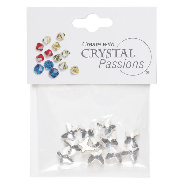 Flat back 1pkg12 crystal clear foil back, Crystal Passions&reg; rhinestone 8x7mm hotfix butterfly 2855 image number 0
