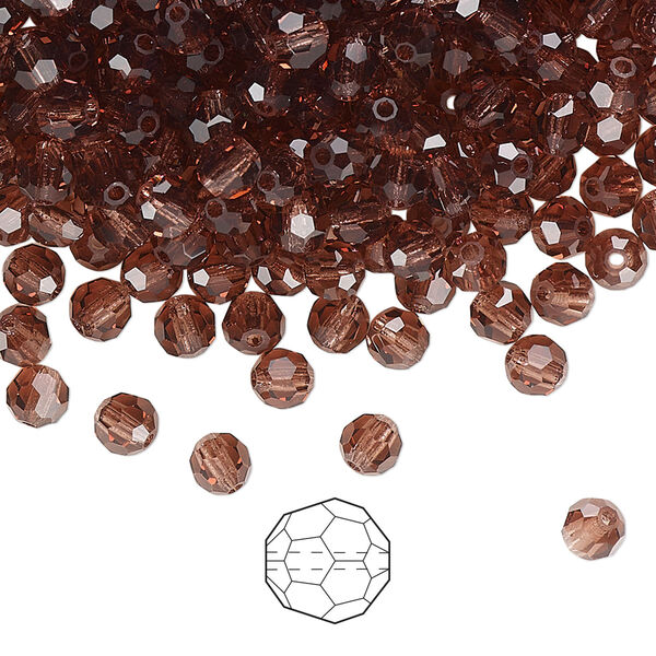 Bead 24pk light burgundy, Preciosa Czech crystal 4mm round image number 0