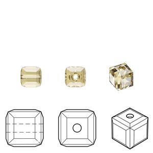 Bead 48pk dark jonquil, Crystal Passions® Regenerated 6mm faceted cube 5601