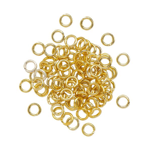 Jump ring, anodized aluminum, gold, 4mm round, 2.4mm inside diameter, 20 gauge. Sold per pkg of 100. image number 0