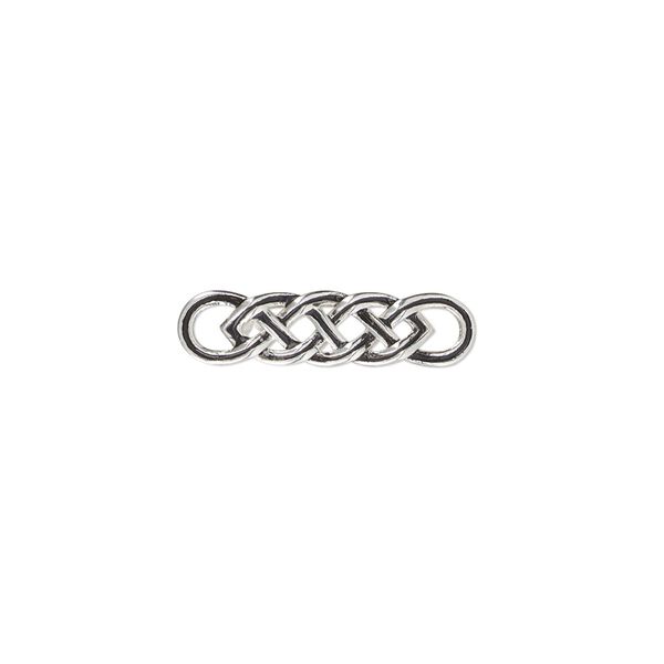 Link, sterling silver and enamel, black, 20x5mm single-sided Celtic knot. Sold individually. image number 0