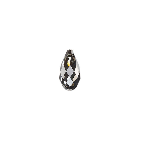 Briolette 2pk crystal silver night, Crystal Passions® 13x6.5mm pendant drop 6010 image number 0