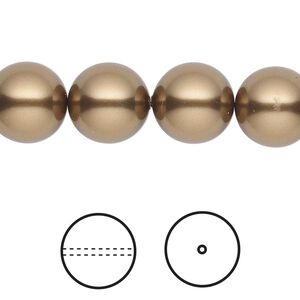 Pearl 100pk antique brass, Swarovski® 12mm round 5810