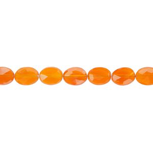 Carnelian 1pkg1, hand-cut faceted oval bead, 8 inch 6.5x5mm