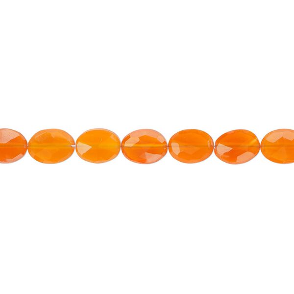 Carnelian 1pkg1, hand-cut faceted oval bead, 8 inch 6.5x5mm image number 0