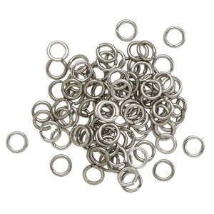 Jump ring, anodized aluminum, metallic grey, 4.5mm round, 2.9mm inside diameter, 20 gauge. Sold per pkg of 100.