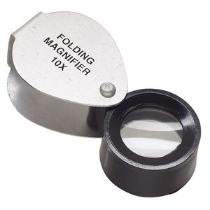 Loupe, 10x power, metal and glass, 2-3/8 inches (when open). Sold individually.