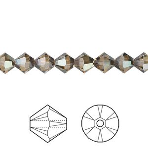 Bead 24pk crystal bronze shade, Crystal Passions® 6mm bicone 5328
