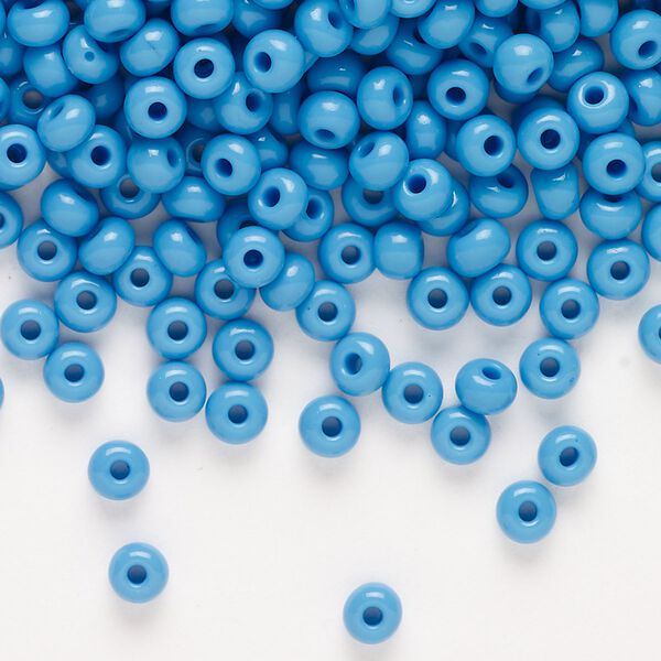 Seed bead, Preciosa Ornela, glass, opaque turquoise, #6 rocaille. Sold per 50-gram pkg. image number 0