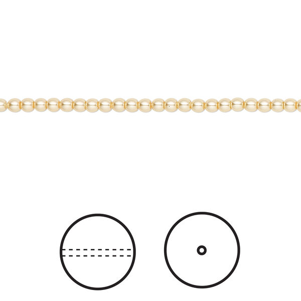 Pearl 1000pk gold, Swarovski® 2mm round 5810 image number 0