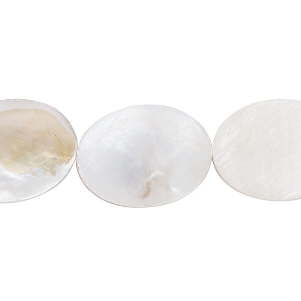 Mother-of-pearl shell 1pkg1, flat oval bead 15 inch 19x15mm-20x15mm image number 0