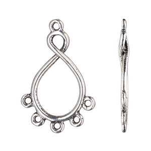 Drop, antique silver-finished "pewter" (zinc-based alloy), 26x16mm double-sided open twist with 5 closed loops. Sold per pkg of 10.