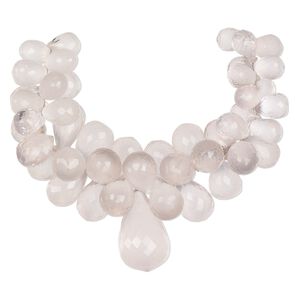 Rose quartz 1pkg1, hand-cut top-drilled faceted teardrop bead natural 6 inch graduated 11x8mm-30x17mm