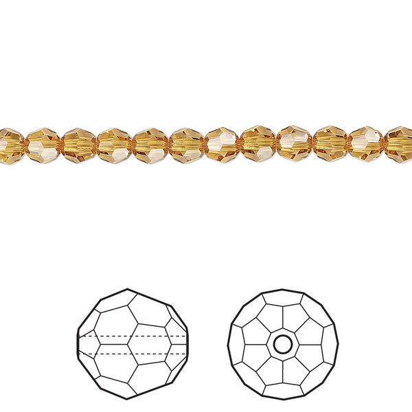 Bead 12pk golden topaz, Crystal Passions® 4mm round 5000 image number 0