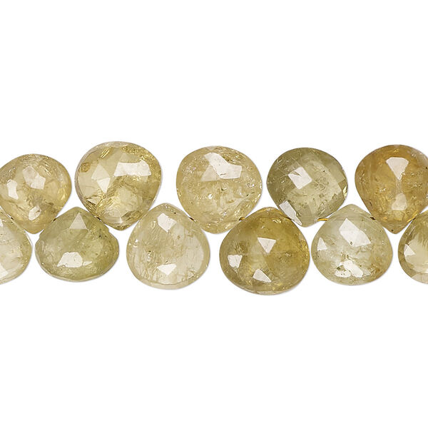 Bead, grossularite garnet (natural), 8mm-10x9mm hand-cut top-drilled faceted puffed teardrop, B+ grade, Mohs hardness 6-1/2 to 7-1/2. Sold per 8-inch strand, approximately 40 beads. image number 0