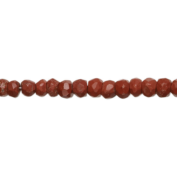 Red jasper 1pkg1, hand-cut faceted rondelle bead natural C grade, 17 inch graduated 4x2mm-5x4mm image number 0