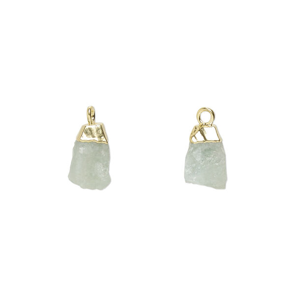 Aquamarine / sterling silver 1pkg1, hand-cut electro-coated nugget drop B grade, gold-plated 8x5mm-9x7mm image number 0