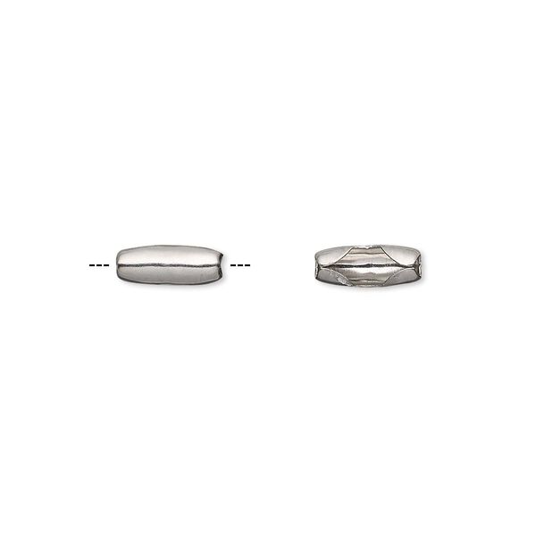 Connector, stainless steel, 9x3mm, fits 2.4mm ball chain. Sold per pkg of 100. image number 0