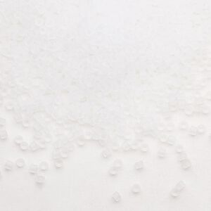 Seed bead, Delica®, glass, pkg/7.5g, #11 round, translucent matte crystal clear (DB-0741).