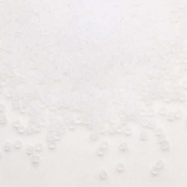 Seed bead, Delica®, glass, pkg/7.5g, #11 round, translucent matte crystal clear (DB-0741). image number 0