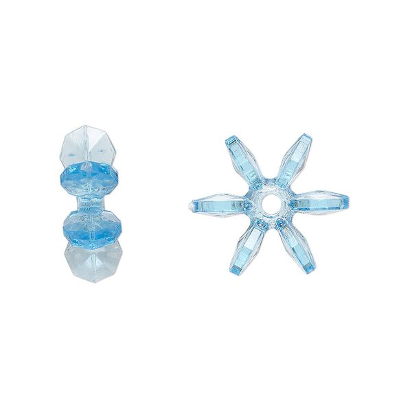 Bead, acrylic, transparent light blue, 14x5mm paddle wheel. Sold per pkg of 500. image number 0