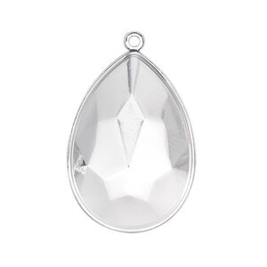 Focal, Almost Instant Jewelry®, silver-plated brass, 32x22.5mm pear with 30x20mm pear setting. Sold per pkg of 2.
