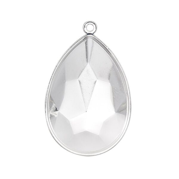 Focal, Almost Instant Jewelry®, silver-plated brass, 32x22.5mm pear with 30x20mm pear setting. Sold per pkg of 2. image number 0