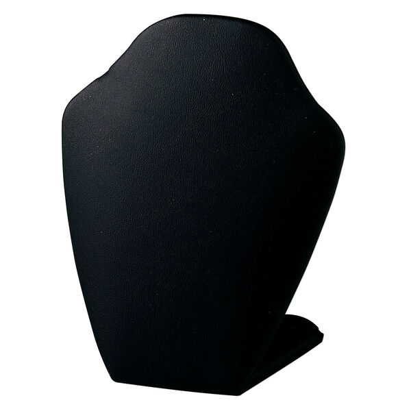 Display, necklace, leatherette, black, 4 x 3 x 1-1/2 inches, VELCRO&reg;-style tab on back with adjustable angle. Sold individually. image number 0