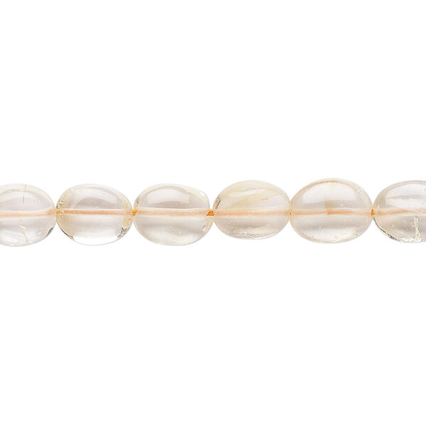 Bead, citrine (heated), light, 8x6mm-11x7mm hand-cut puffed oval, B- grade, Mohs hardness 7. Sold per 7-inch strand. image number 0