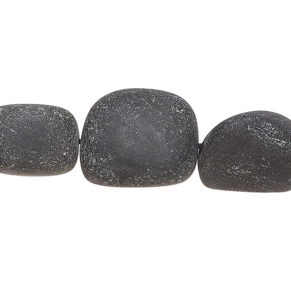 Bead, matte black obsidian (natural), medium rough nugget, B grade, Mohs hardness 5 to 5-1/2. Sold per pkg of 5. image number 0
