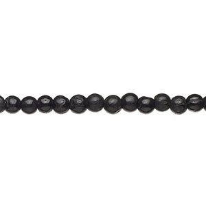 Black tourmaline 1pkg1, hand-cut uneven round bead natural 13 inch 3-5mm