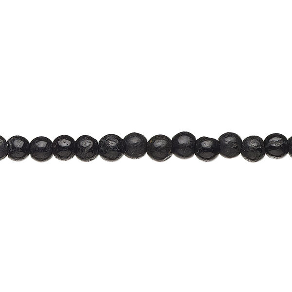 Black tourmaline 1pkg1, hand-cut uneven round bead natural 13 inch 3-5mm image number 0