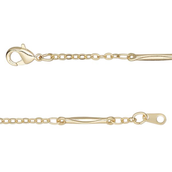 Chain, gold-finished brass, 2mm bar and link, 20 inches with lobster claw clasp. Sold individually. image number 0