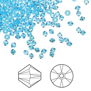Bead 1440pk aquamarine, Swarovski® 2.5mm XILION bicone 5328