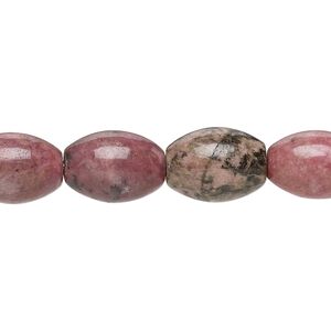 Rhodonite 1pkg1, oval bead natural 15 inch 14x10mm