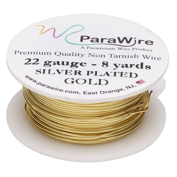 Wire, ParaWire™, gold-finished and silver-plated copper, round, 22 gauge. Sold per 8-yard spool. image number 0