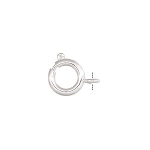 Springring 1pkg10 silver-plated, 9mm, brass clasp 1-strand