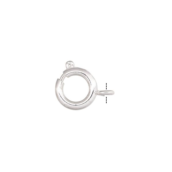 Clasp, springring, silver-plated brass, 9mm. Sold per pkg of 10. image number 0