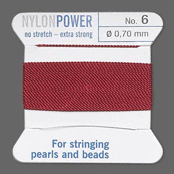 Thread, Griffin, nylon, garnet red, size #6. Sold per 2-meter card (approximately 78 inches). image number 0