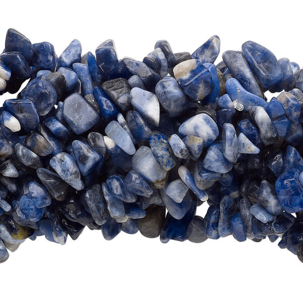 Bead, sodalite (natural), medium chip, Mohs hardness 5 to 6. Sold per pkg of (10) 34-inch strands. image number 0