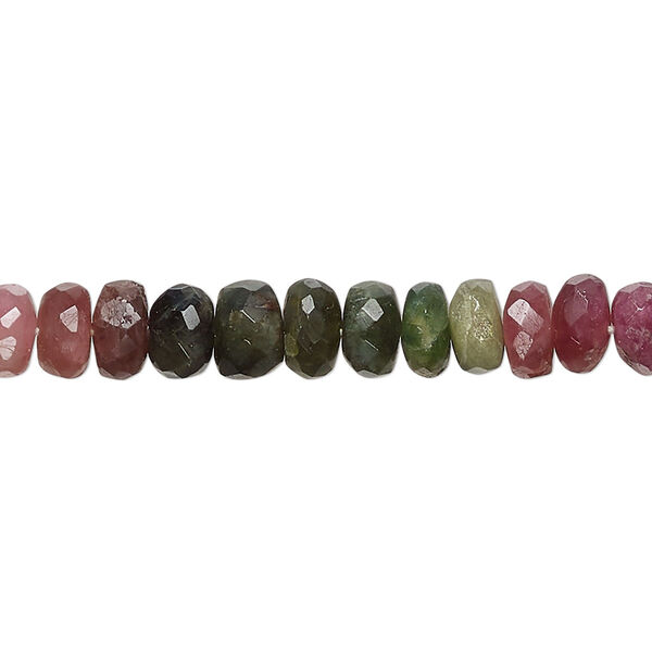Multi-tourmaline 1pkg1, hand-cut faceted rondelle bead natural 14 inch 5x3mm-7x4mm image number 0