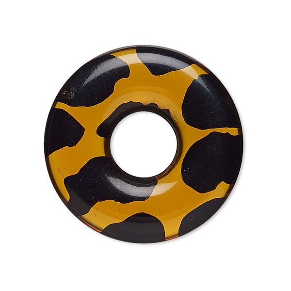 Focal, acrylic, translucent and opaque tortoise, 30mm round donut. Sold individually. image number 0