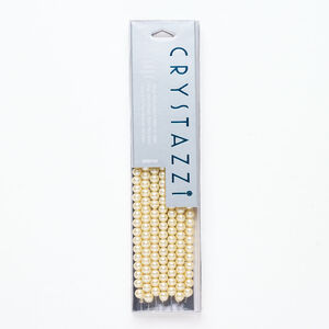 Bead, crystal pearl 1pkg190, light gold, 6mm round.