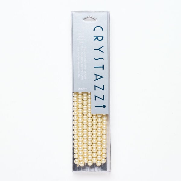 Bead, crystal pearl 1pkg190, light gold, 6mm round. image number 0