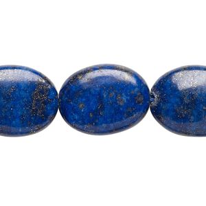 Lapis lazuli 1pkg1, puffed oval bead 15 inch 20x15mm
