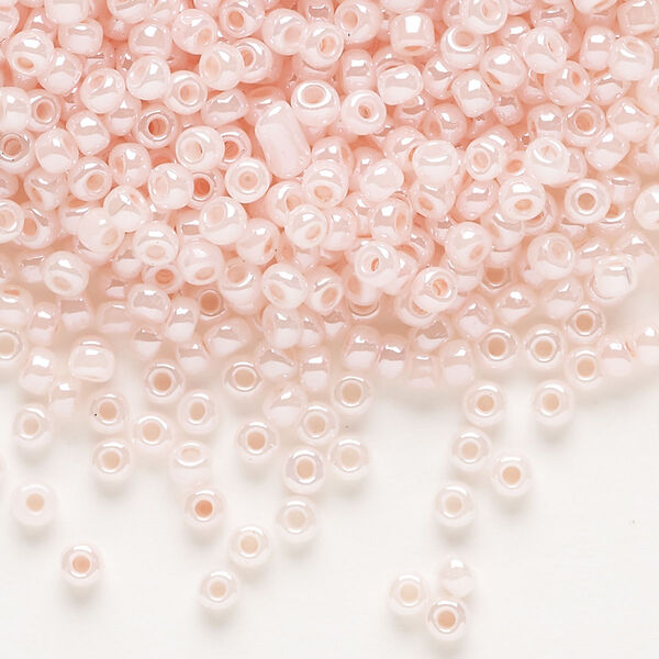 Seed bead, Dyna-Mites™, glass, opaque ceylon pastel pink, #8 round. Sold per 1/2 kilogram pkg. image number 0