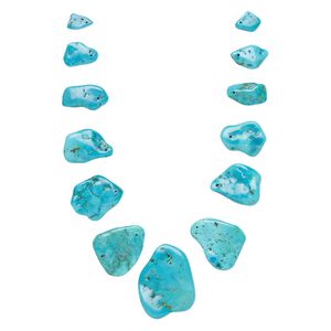 Turquoise 1pkg13, top-drilled freeform bead graduated 8x2mm-32x4mm